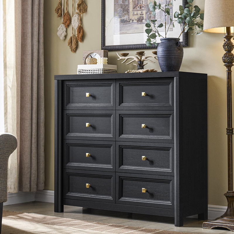 Commode de ferme 41 po à 8 tiroirs de 41 po pour la chambre à coucher et le salon, Blanc