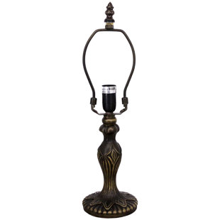 Tiffany Table Lamp Base Replacement Only,Wide 4 Height 15 Inch, Fit for Stained Glass Table Lamp Shade, Resin Finished in Bronze with Harp and Final