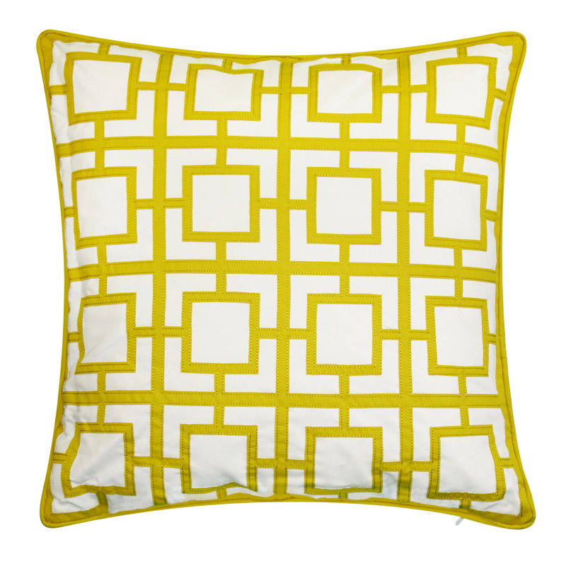 Appliqued Outdoor Reversible Throw Pillow, Citron