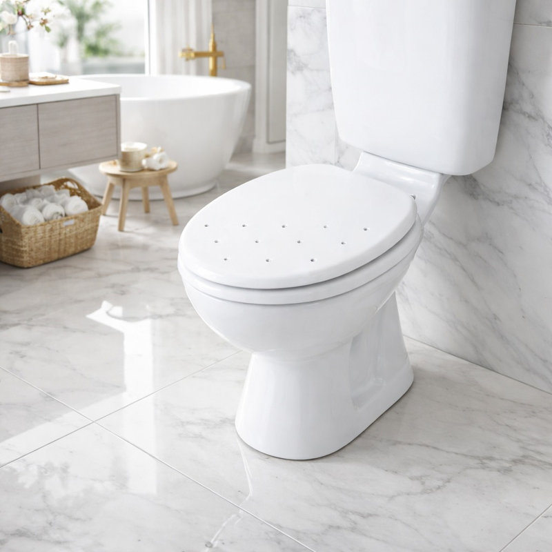 Wooden Diamante Toilet Seat White 