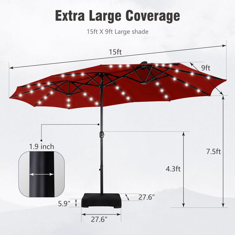 Yuliana 4m Market Parasol, Dark Red