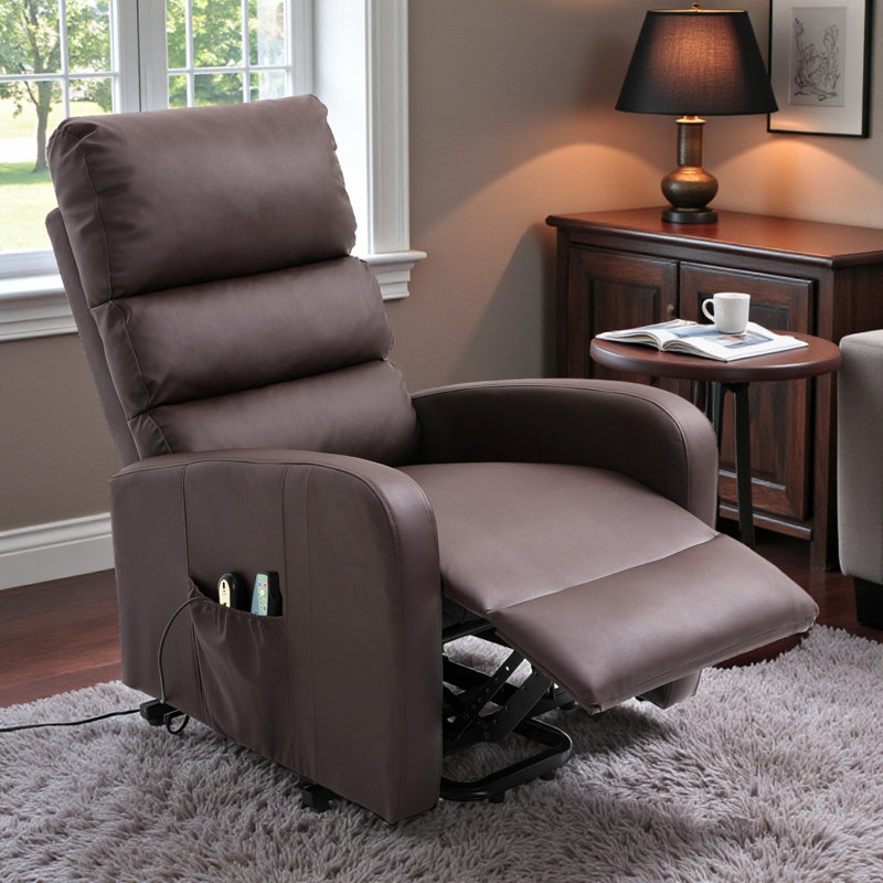 Desirrae Faux Leather Heated Massage Chair, Brown