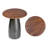 Otto 18" Modern Round End Table, Honey Mango Wood Top & Curved Oxidized Nickel Iron Pedestal Base, Accent Side Table for Living Room-1200950813