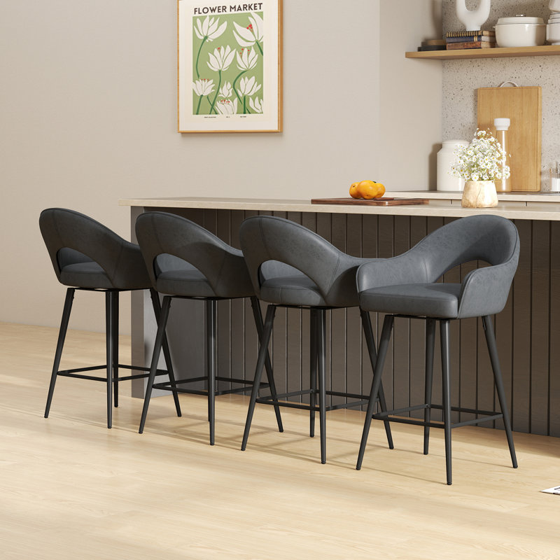 Tabouret de bar pivotant avec repose-pieds et tabouret de bar 27 po, Gris