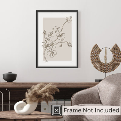 «Floral Flowers Beige», reproduction d'art moderne sans cadre
