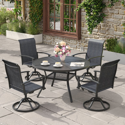 4-Person Outdoor Patio Dining Set With Swivel Chairs