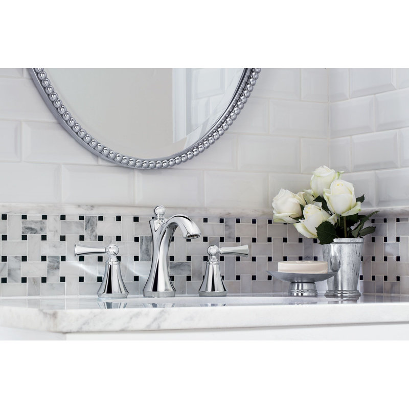 Wynford Widespread Bathroom Faucet with Drain Assembly, Polished nickel