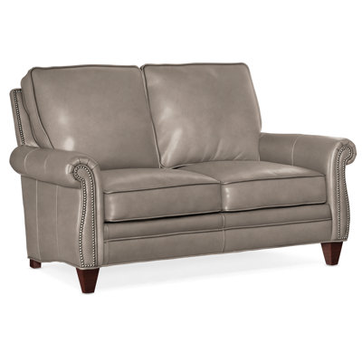 Reddish Leather Loveseat