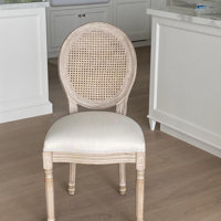 Madelynn King Louis Back Side Chair in Beige/Oak (Set of 2) Kelly Clarkson Home