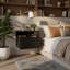 Table de chevet flottante Adele, table de bout, tiroir de table d'appoint, tablettes ouvertes - noir-303682108