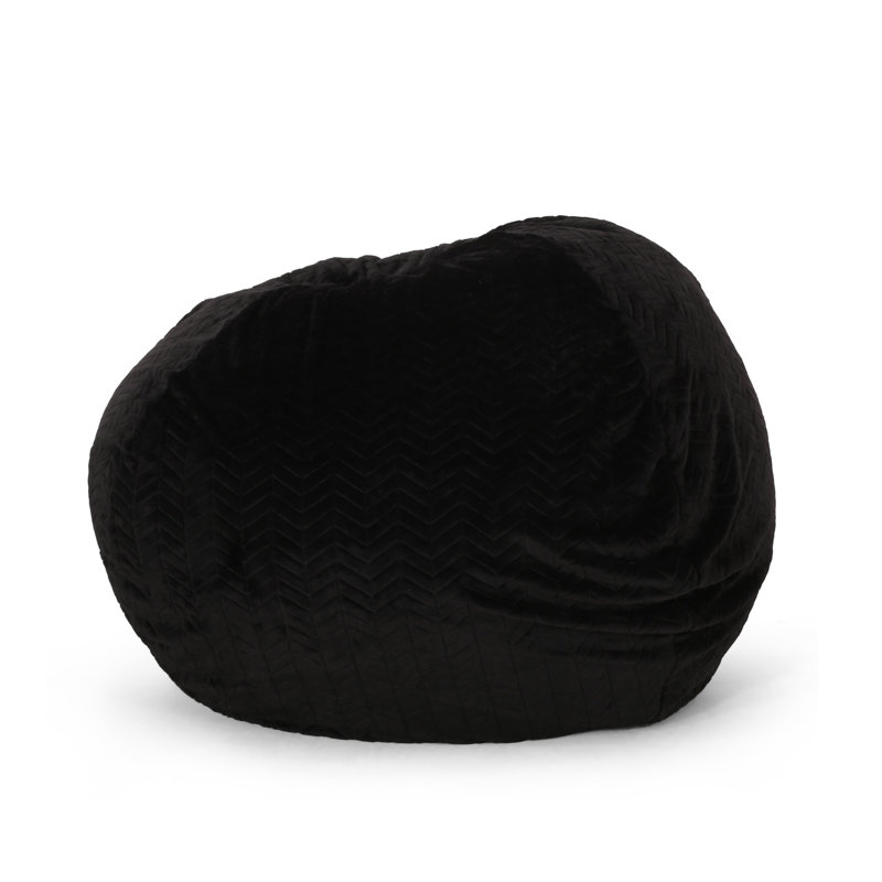 Petit fauteuil à billes arrondi en fausse fourrure de 5 pieds, Noir