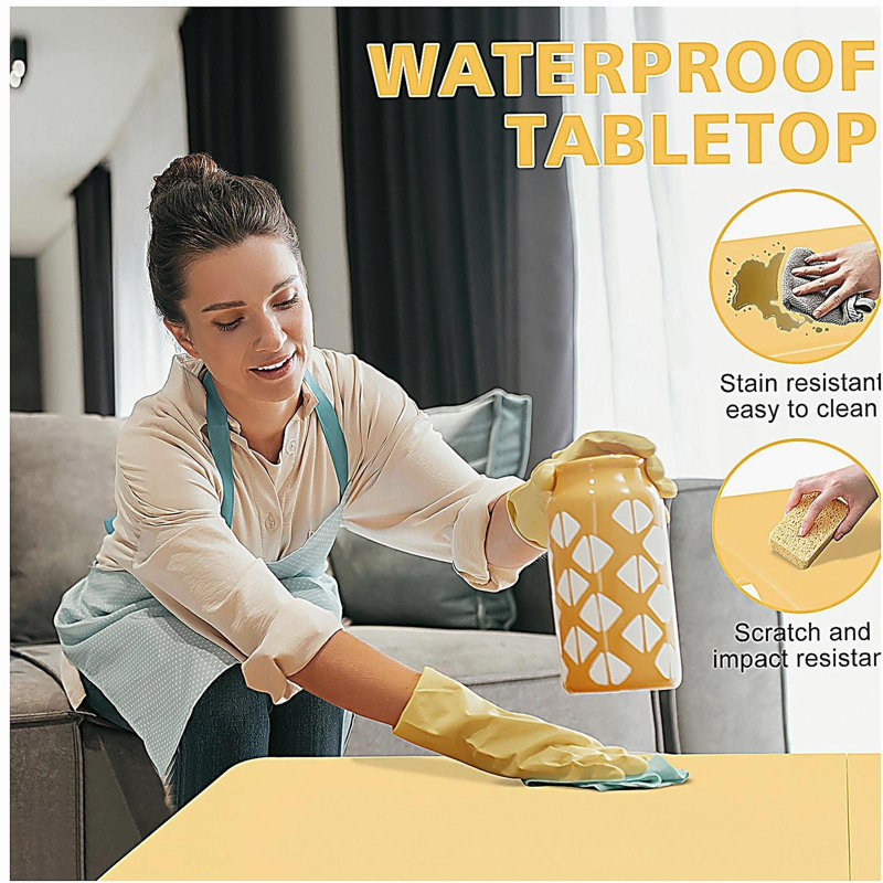 Table pliante portative jaune pâle de 4 pi avec poids maximum 135 kg pour l'intérieur et l'extérieur, Jaune clair