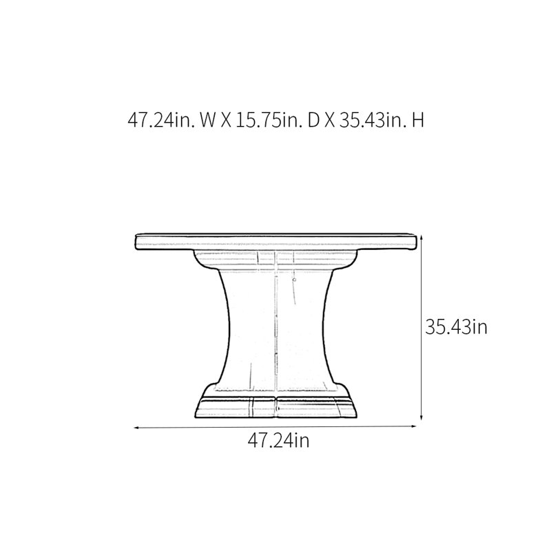 Modern Minimalist Console Table, 35.43" H x 47.24" W x 15.75" D, White