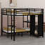 Structure de lit superposé avec garde-robe intégrée et bureau pliable
