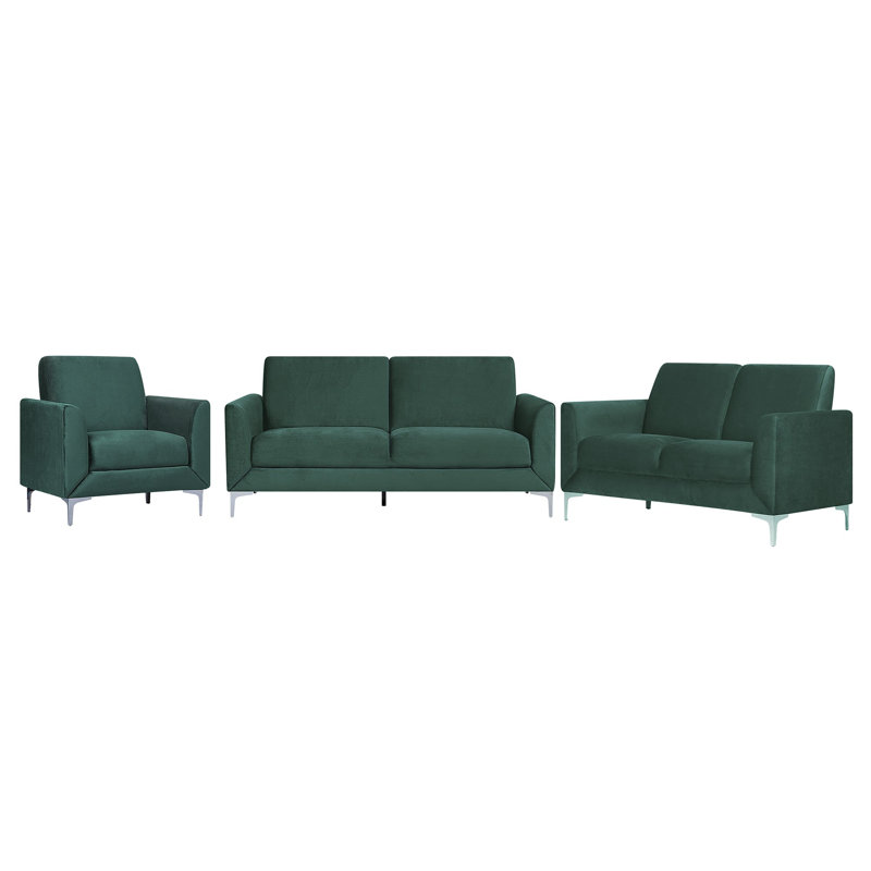 Francisque 3 - Piece Velvet Living Room Set, Green