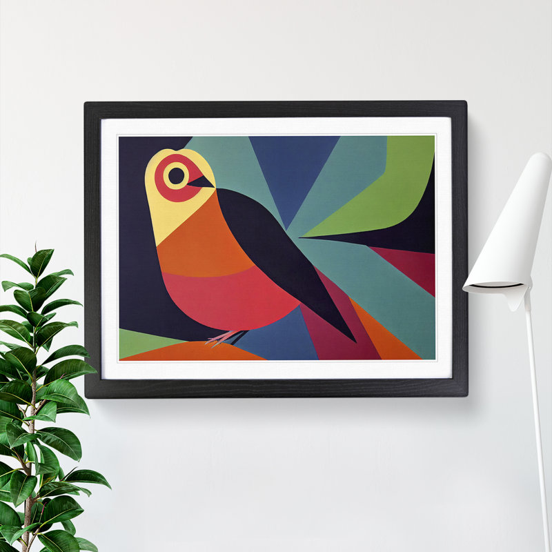 Mind Blowing Abstract Bird - Single Picture Frame Print, 25cm H x 34cm W x 2cm D, Black