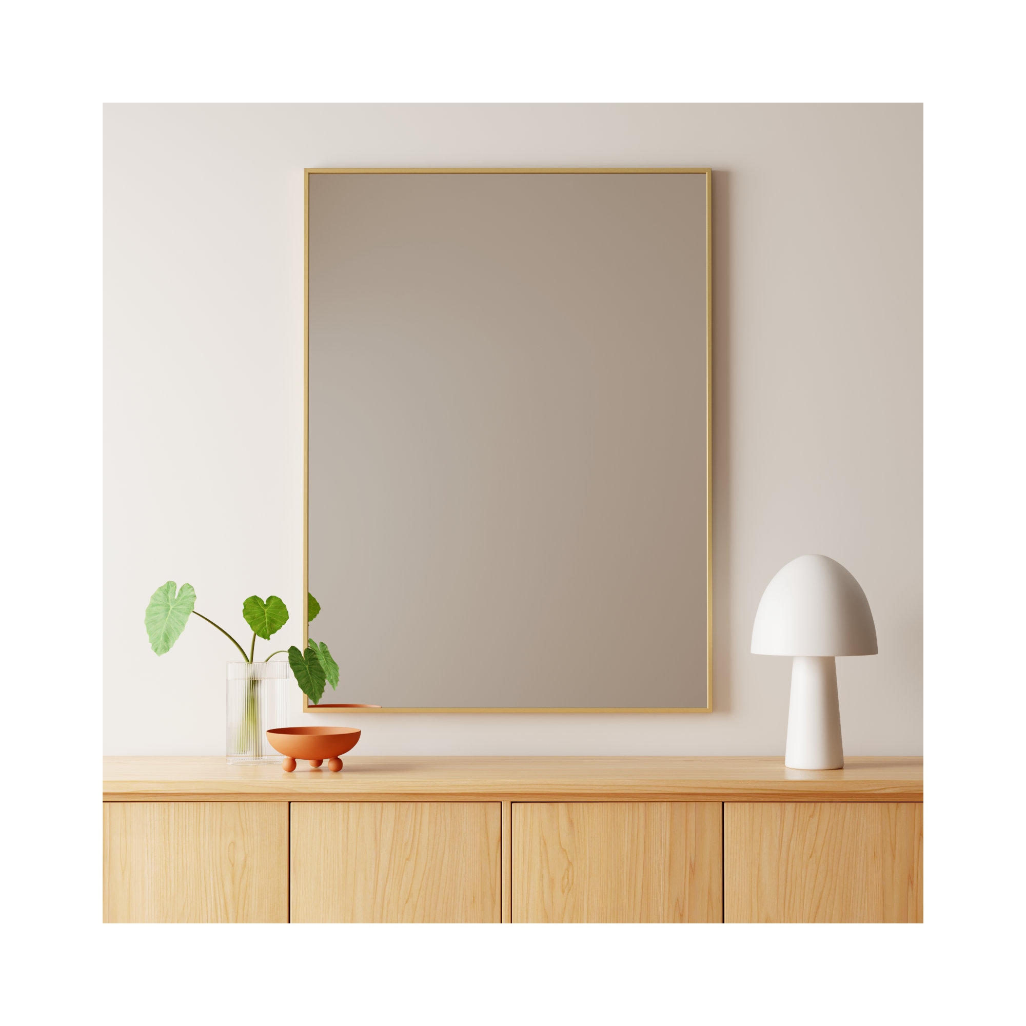 Sabine Metal Rectangle Wall Mirror, 48" x 36", Brass