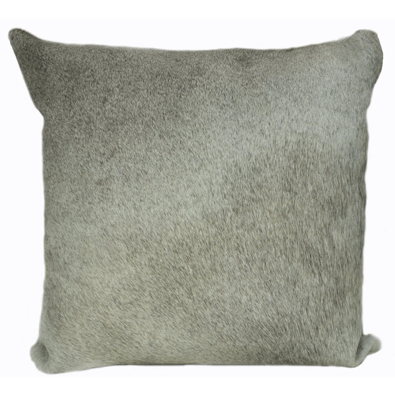 Animal Print Leather/Suede Reversible Throw Pillow, Gray