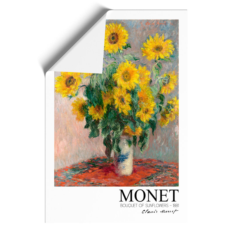 Bouquet of Sunflowers with Border by Claude Monet - Frameless Print, 30cm H x 21cm W x 0.1cm D