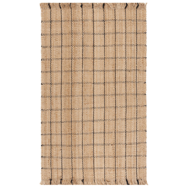 Tapis géométrique en jute tissé à la main, Carré 6 pi