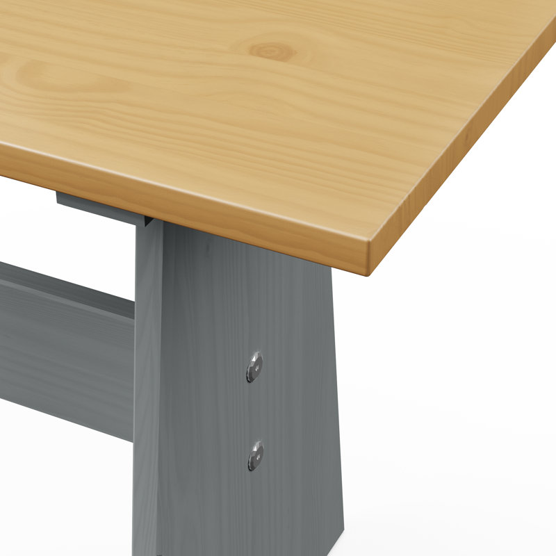Ensemble repas 3 pièces 28,94 po en bois massif compact avec table et bancs - finition gris naturel et chêne, Gris