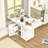 47" Wood Folding Dining Table With Storage Rack And Cabinet, Removable Entryway Table With 6 Wheels, White Marble Kitchen Island, Side Table And Coffee Table Versatile Table Space Saving