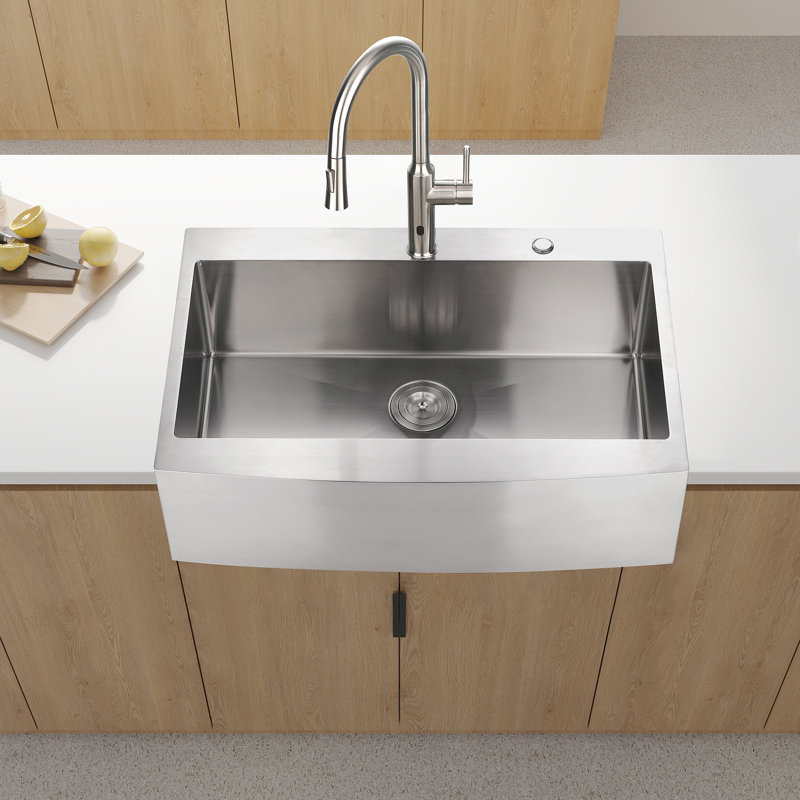 Stainless Steel Apron Sink 33X22x10" - Single Bowl Design T304 To Dents, Rust & Stains Easy Clean 16 Gauge Brushed Nickel Finish 33"X22"X10" Stain Appearance
