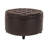 Niche Knight  28" Large Round Pintucked Storage Ottoman With Lift Off Lid - Brown Faux Leather-415443468-415443470