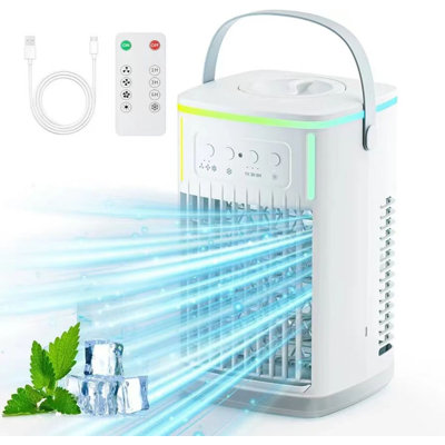 Portable Air Conditioners Fan,1500ml Dual Nozzle Evaporative Mini Air Conditioner With Remote, 3 Wind Speed & 7 Led Light, Mobile Personal Cooling Fan -  CG INTERNATIONAL TRADING, a2373