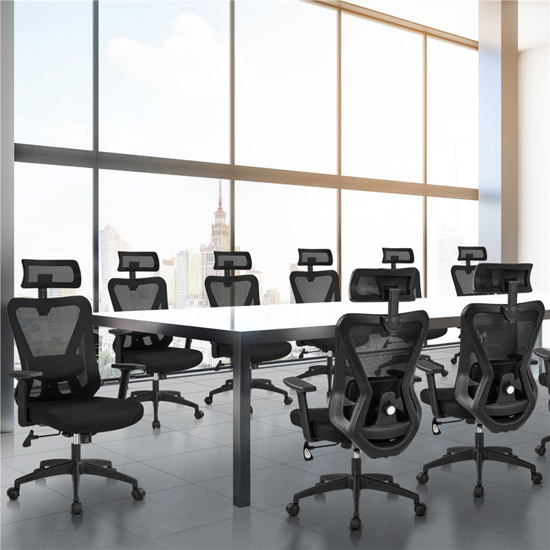Illman Ergonomic Computer Chair with Multi-adjustable Headrest, Black
