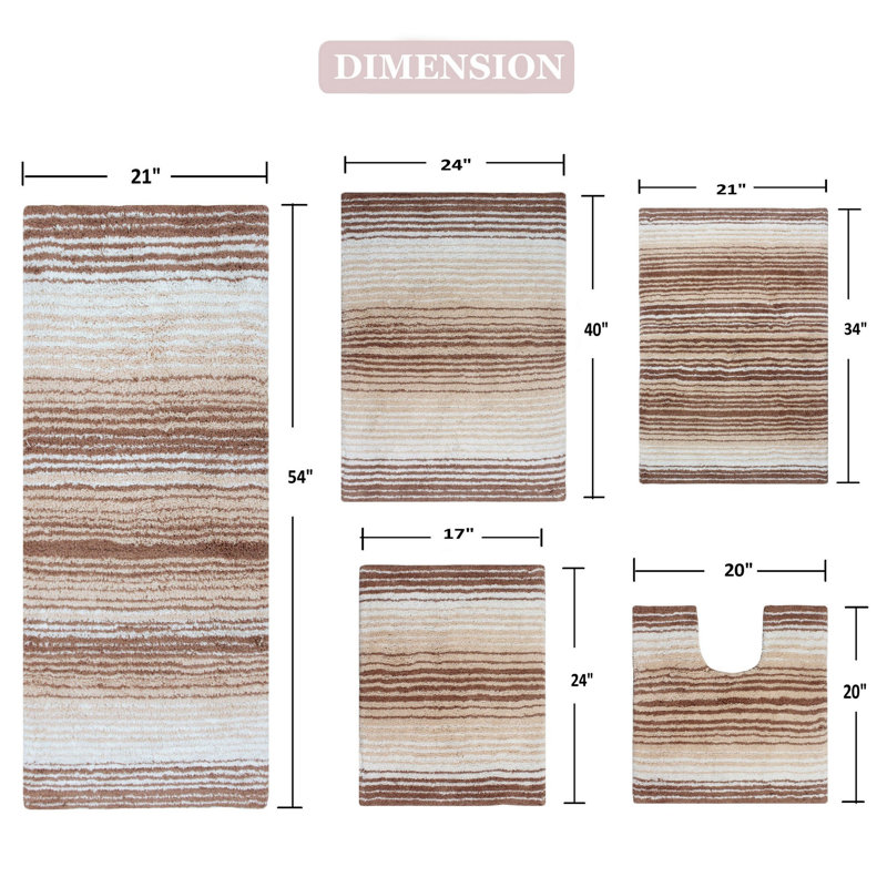 Highlawn 5 Piece Bath Rug Set, Beige