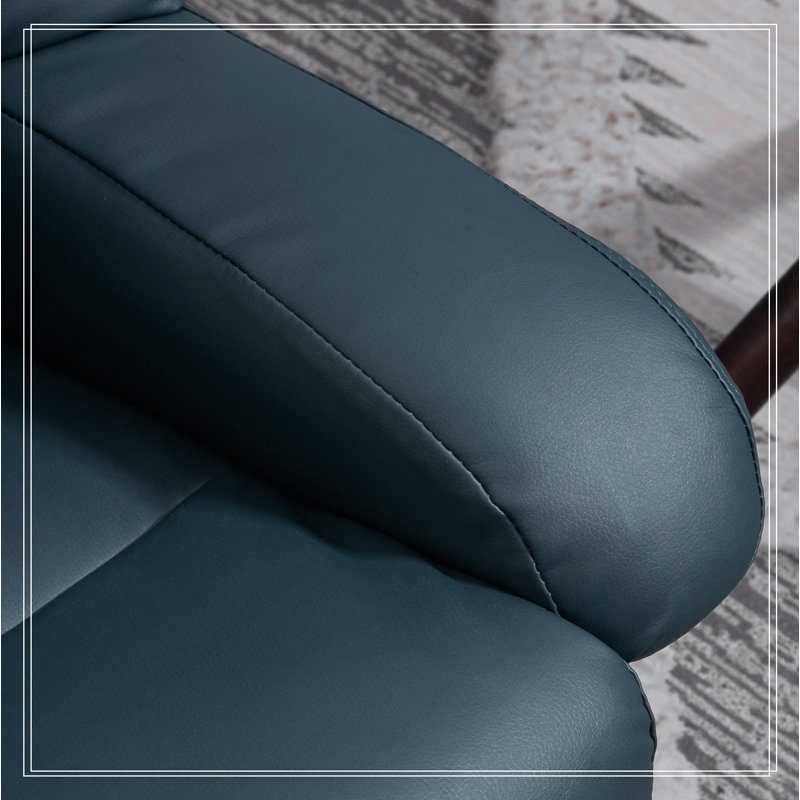 Massage Recliner Chair with Footstool, 360° Swivel Recliner, Blue