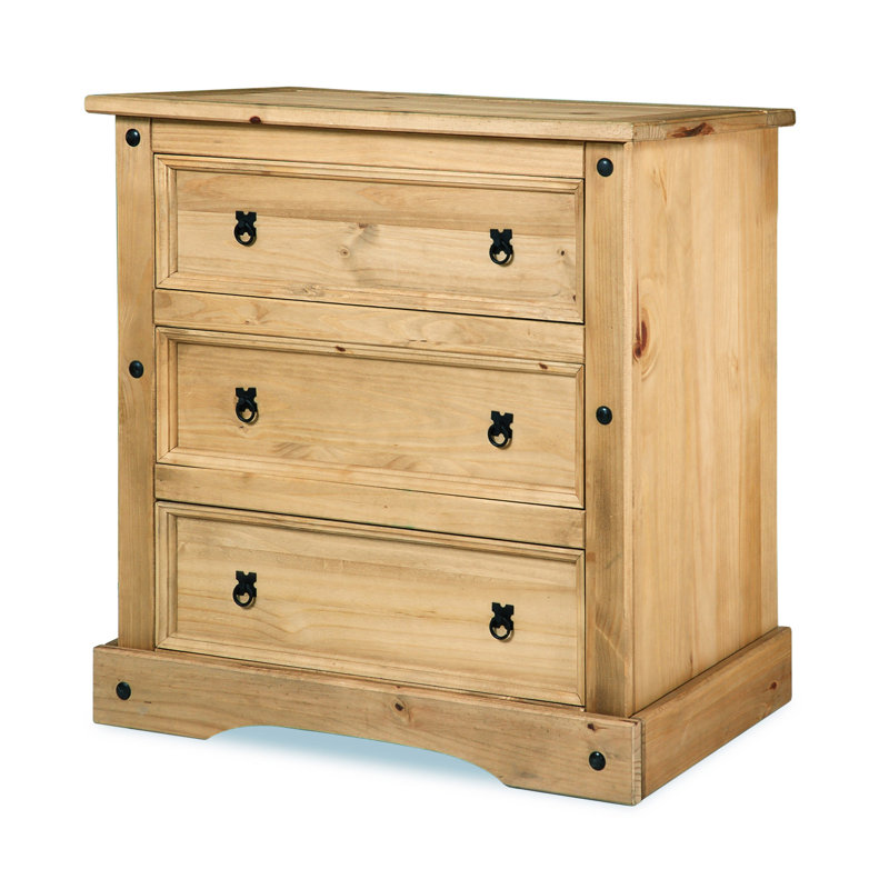 Corona Solid Wood 92cm W 3 - Drawer Chest of Drawers