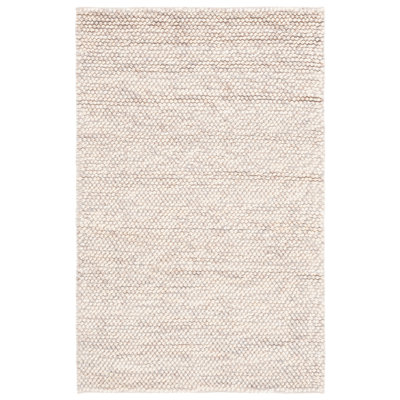 Tapis beige / ivoire à motif géométrique fabriqué à la main Almus
