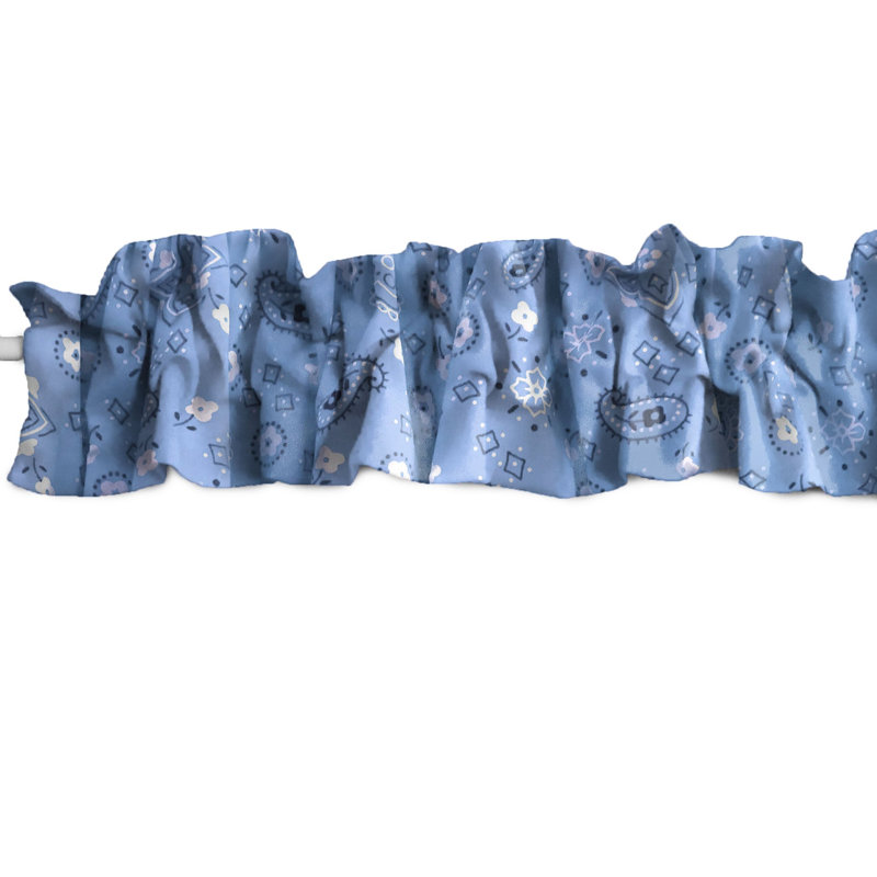 Cantonnière sur mesure en mélange de coton Paisley, L 144 po x L 9 po, Bleu clair
