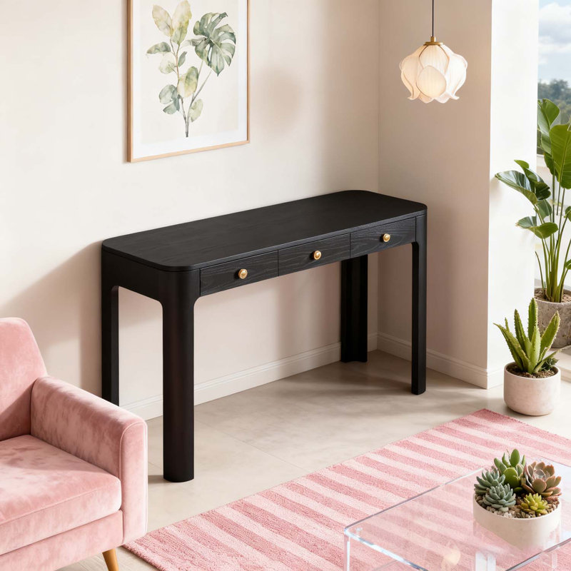 Console rustique avec coins arrondis, Noir