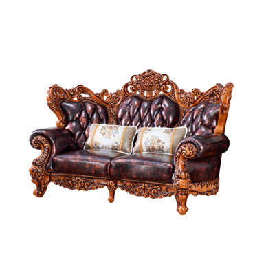 American Solid Wood Carved Sofa 82.68'' Rolled Arm Loveseat -  Romero, XJY4H5MX7QS