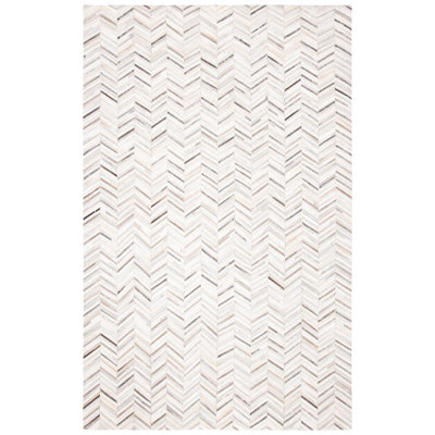 Tapis ivoire / gris en cuir feutré à la main Sequeira