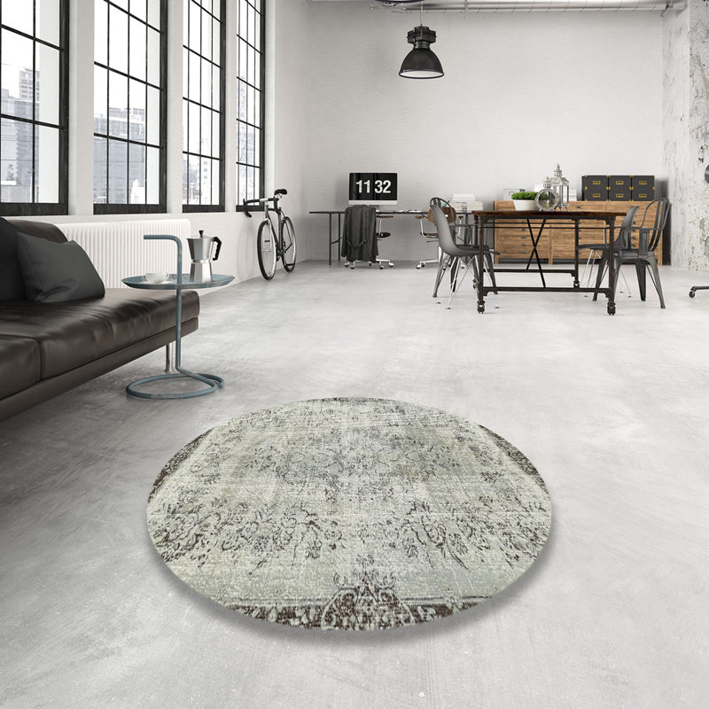 Tapis contemporain gris, Rond 3 pi