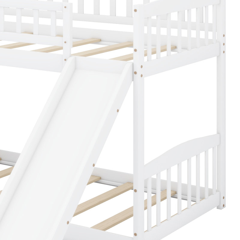 Lit superposé avec escalier et tiroirs intégrés, White