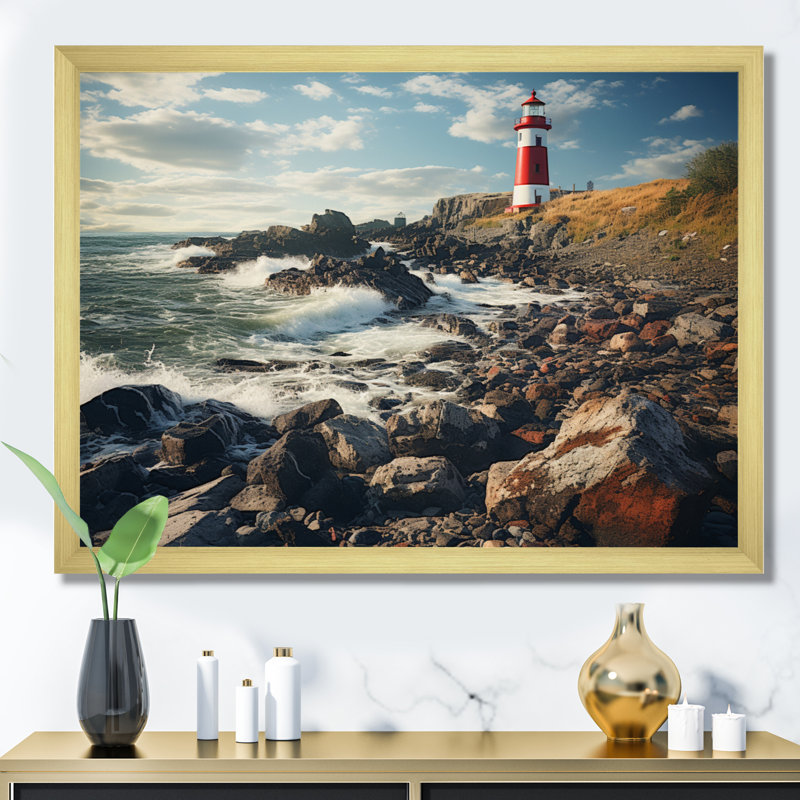Phare de l'est du Canada I - reproduction, H 12 po x l 20 po x P 1 po, Or