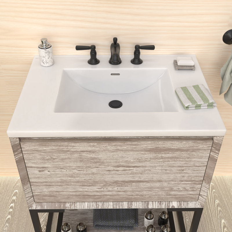 Lavabo de comptoir 31 po avec cuve rectangulaire et trop-plein Whitehaus, 8 po