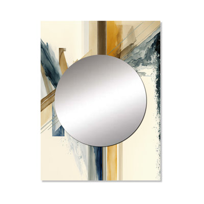 «Cayder Modern Watercolor Abstract II - Abstract Spirals», miroir mural bleu