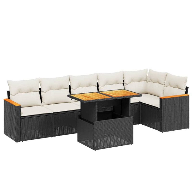 Ensemble de canapé de jardin Vidaxl noir, blanc crème
