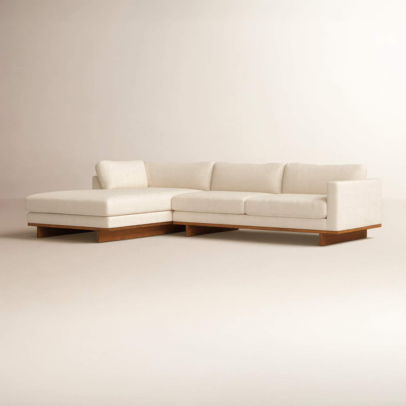 Menades Upholstered Chaise L-Sectional, Left Hand Facing, 32" H x 133" W x 86" D, Irving Taupe Polyester Blend