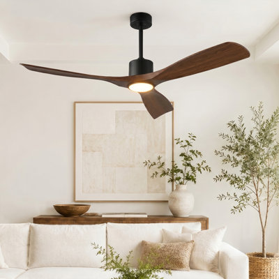 52 Inch Smart Ceiling Fan Featuring 3-Color Dimmable  Light, 6-Speed Reversible Quiet DC Motor, Remote Control And Light Kit