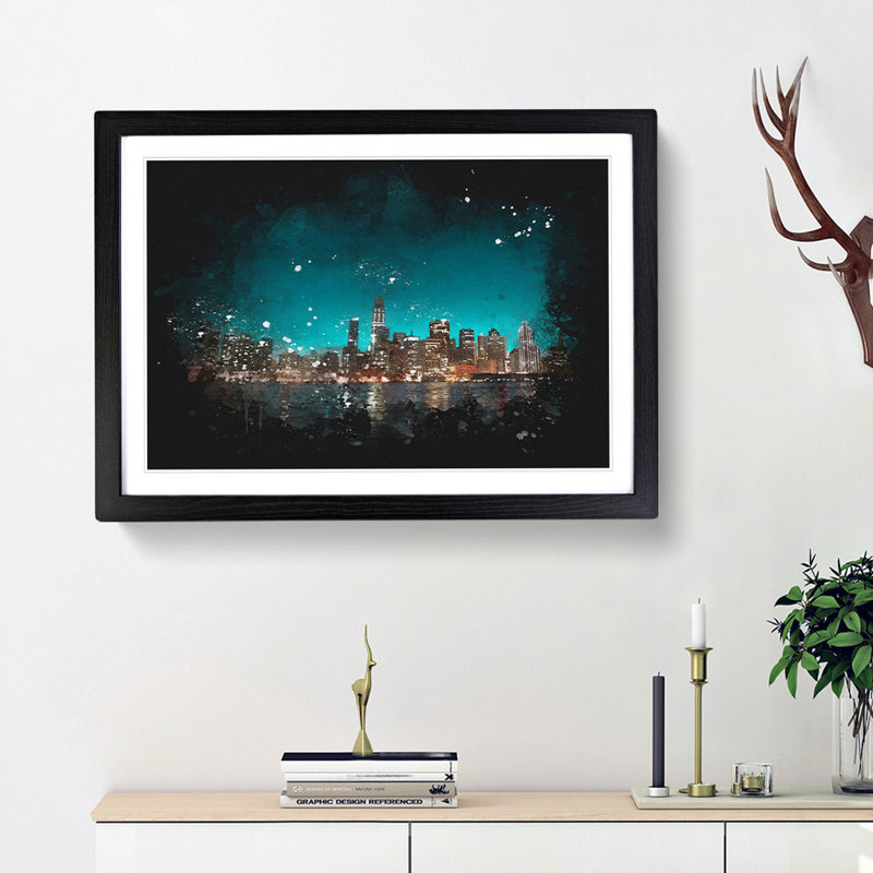 Reflection Of The San Francisco Skyline - Picture Frame Graphic Art, Black Framed, 45cm H x 63cm W x 2cm D