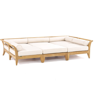 Westminster Teak 72 " W Solid Wood Patio Daybed with Cushions