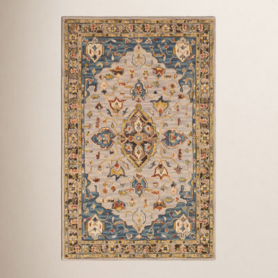 Alford Taupe Hand-Tufted Oriental Wool Rug