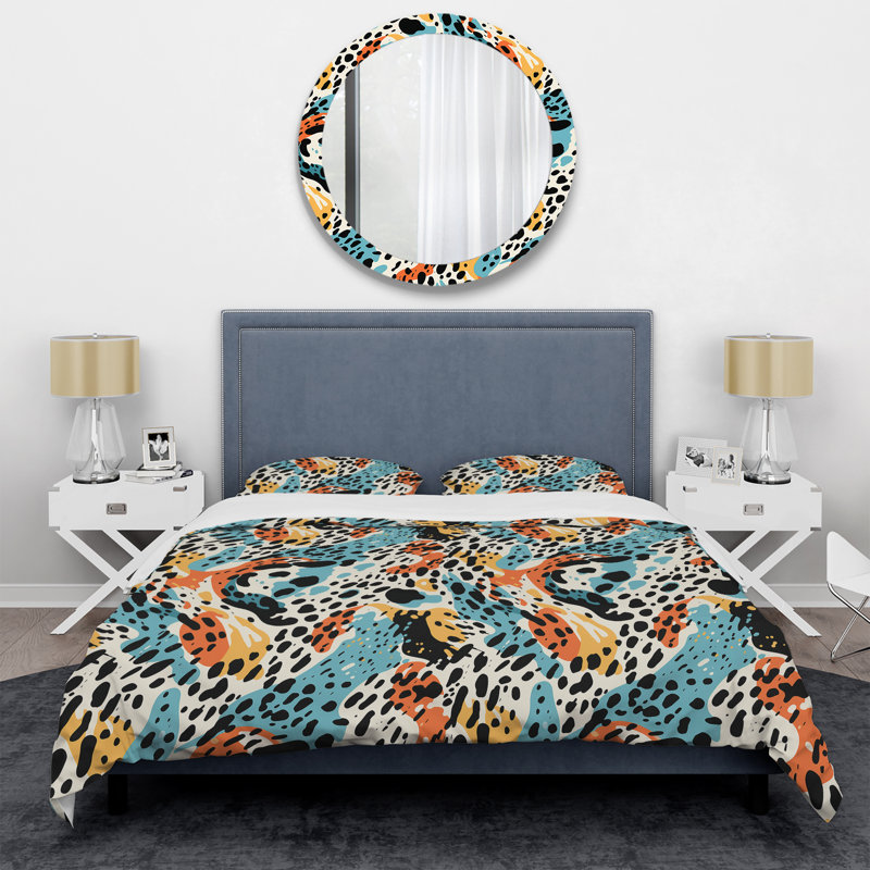 Wild Cheetah Print Multicolor - Ensemble de housse de couette abstrait, Housse de couette pour très grand lit et 2 très